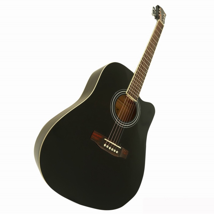 Segovia SGA41BK Akustik Gitar (Cutaway Siyah) | Erişim Kolaylığı Sağlayan Kesik Kasa, Güçlü Volüm, Sahne Estetiği