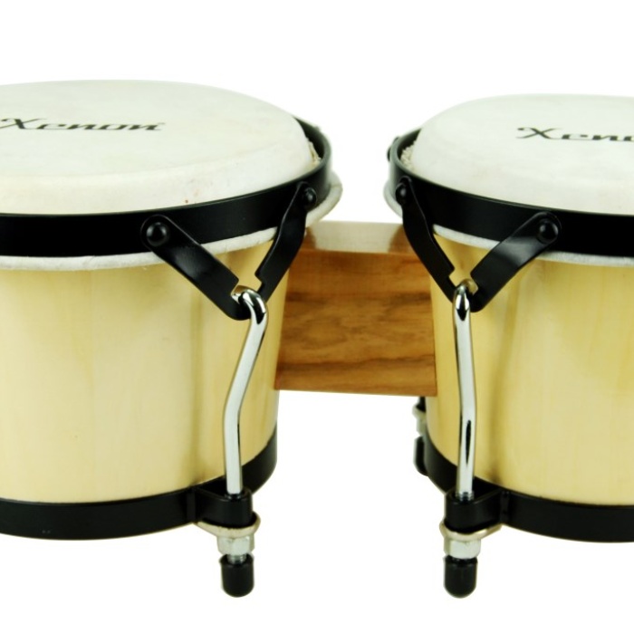 Xenon XNB1719N Ahşap Bongo (6 + 7) | Doğal Deri Üst, Akort Edilebilir, Latin Ritimleri İçin