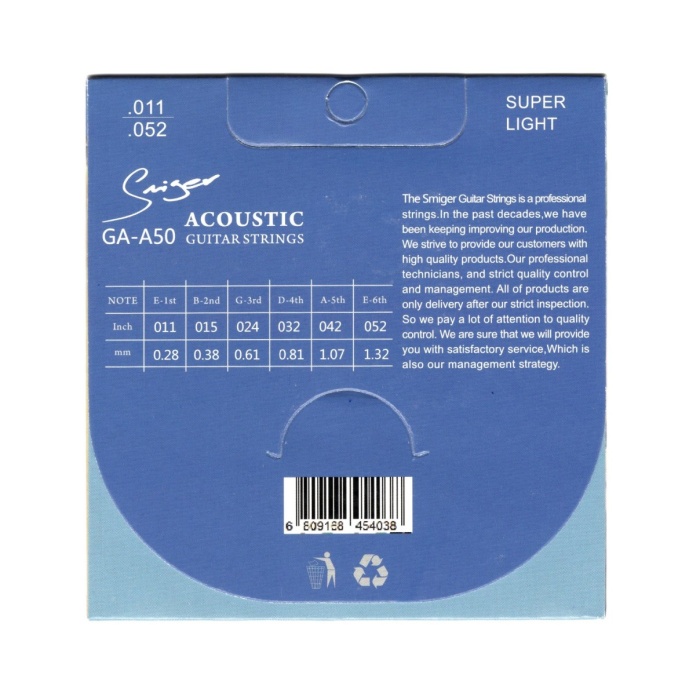 SMIGER GAA50 Akustik Gitar Teli Takımı | Dengeli Bas ve Tizler, Korozyona Karşı Dirençli, Uzun Süreli Parlaklık