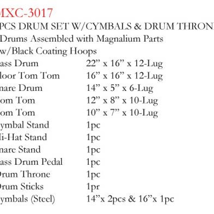 Maxtone MXC-3017FBK Davul Seti (Siyah)