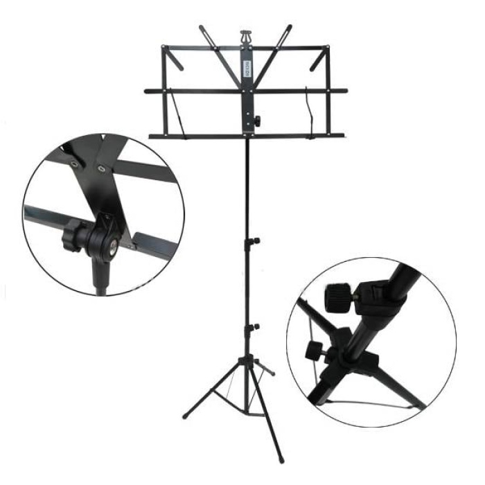 Cremonia MS110L Nota Sehpası | Kılıflı Katlanabilir Nota Sehpası - Siyah