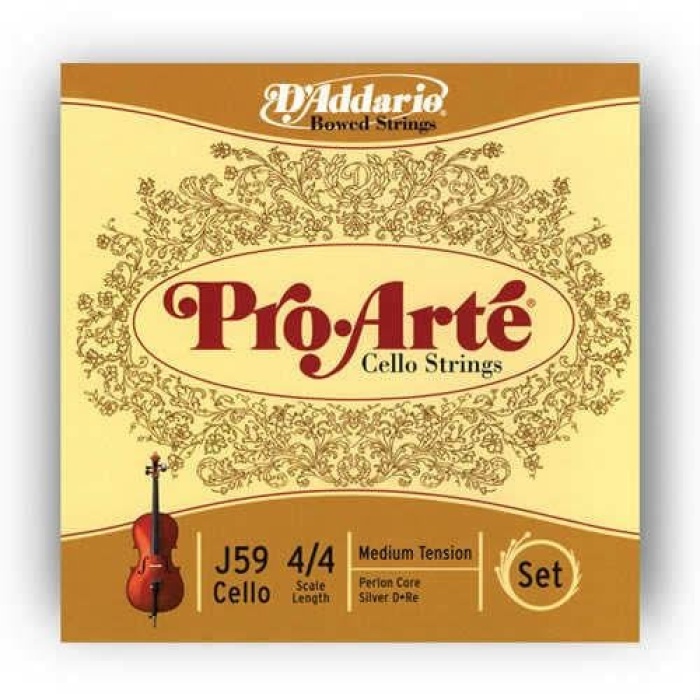 DAddario J59 4/4M Pro-Arte Çello Tel Seti (4/4 Ölçek - Medium Tension - Naylon Özlü)