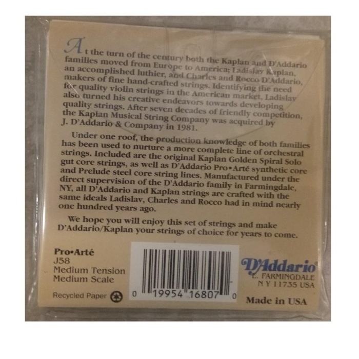 DAddario J58 Pro-Arte Viyola Tel Seti (Medium Scale - Medium Tension - Naylon Özlü)