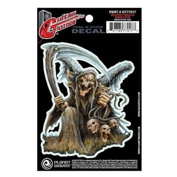 Planet Waves GT77017 Gitar Tattoo Reaper 3 Sticker | Kolay Uygulanır - İz Bırakmaz - Şık Tasarım