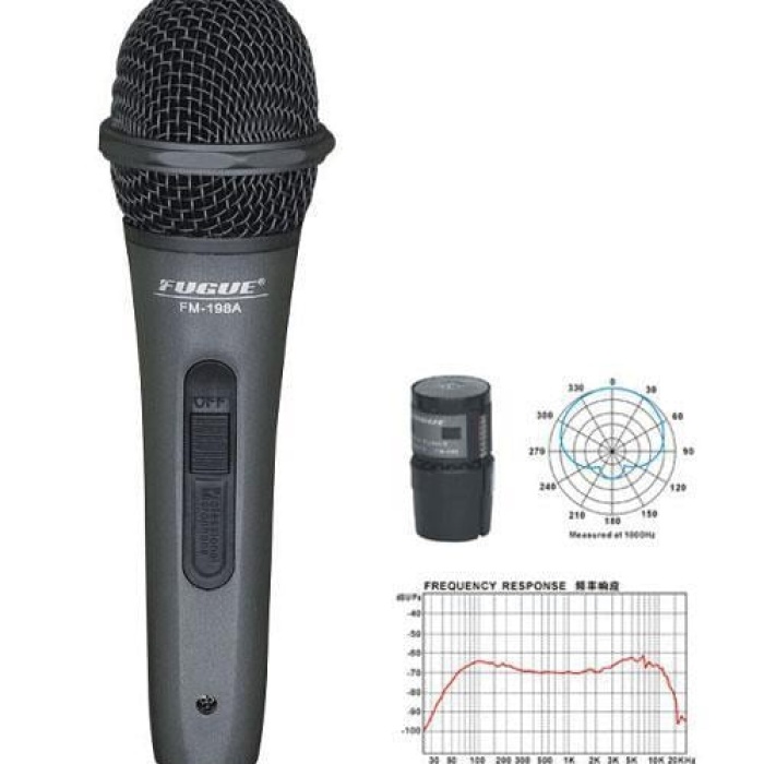 Fugue FM-198A Dinamik Mikrofon (Siyah Başlıklı - Kablolu - Tek Yönlü)