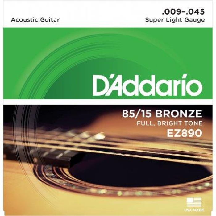 DAddario EZ890 EZ Serisi Akustik Gitar Tel Seti (Super Light - 85/15 Bronze - 09-45)