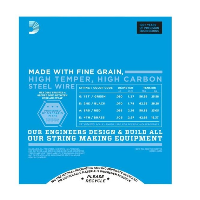 DAddario EXL160SL XL Nickel Serisi Bas Gitar Tel Seti (Medium - 50-105 - Super Long Scale)