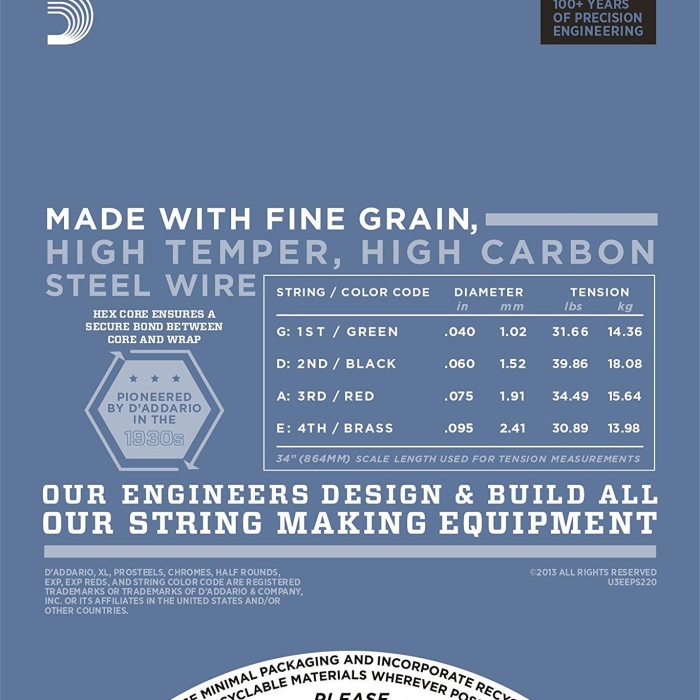 DAddario EPS220 XL ProSteels Serisi Bas Gitar Tel Seti (Long Scale - 40-95 - Paslanmaz Çelik)