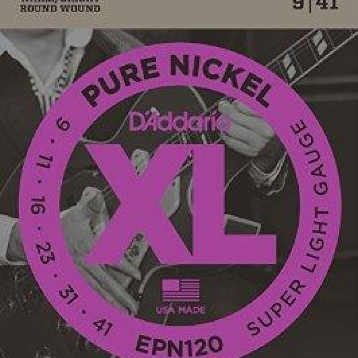 DAddario EPN120 XL Pure Nickel Serisi Elektro Gitar Tel Seti (Super Light - 9-41 - Pure Nickel)