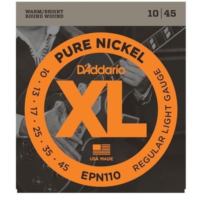 DAddario EPN110 XL Pure Nickel Serisi Elektro Gitar Tel Seti (Regular Light - 10-45 - Pure Nickel)