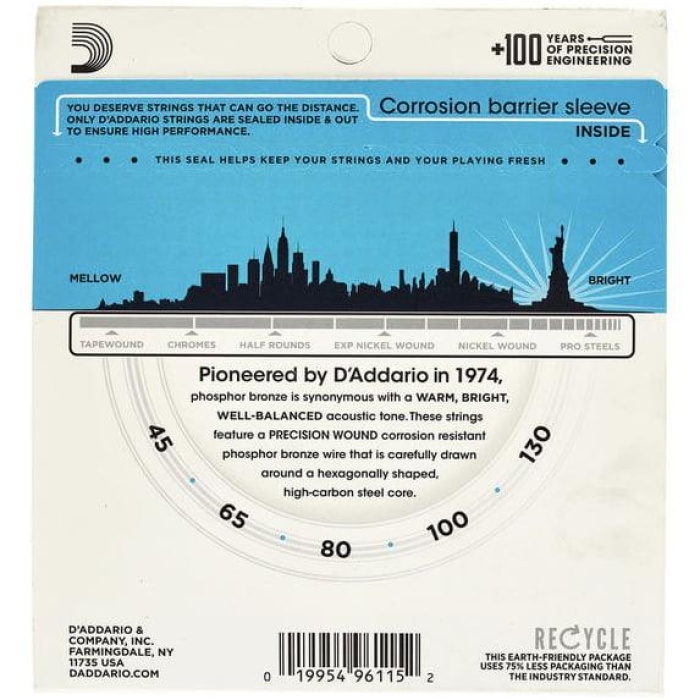 DAddario EPBB170-5 Bas Gitar Tel Seti (Long Scale - 45-130 - Phosphor Bronze)