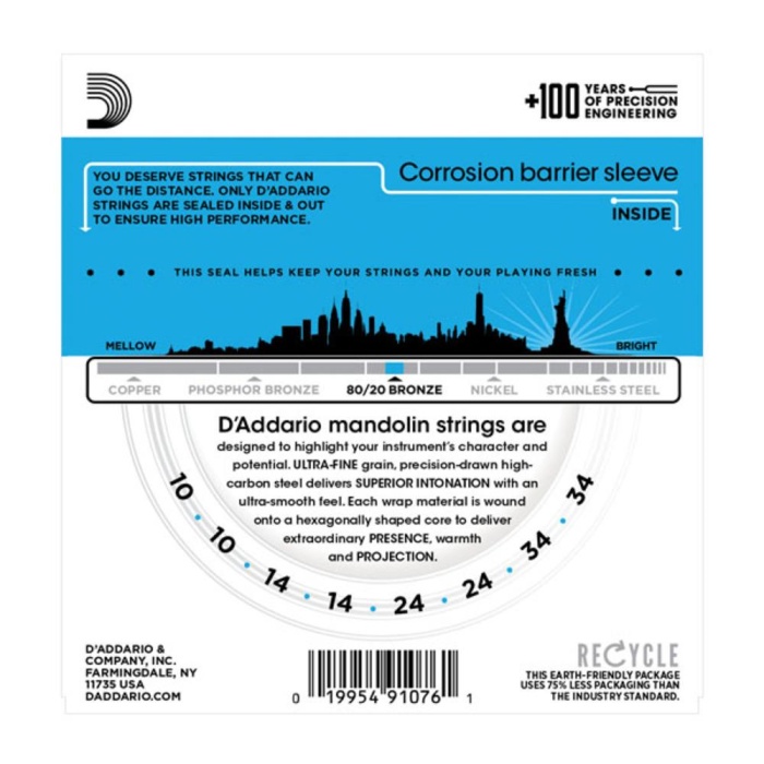 DAddario EJ62 Phosphor Bronze Serisi Mandolin Tel Seti (80/20 Bronze)