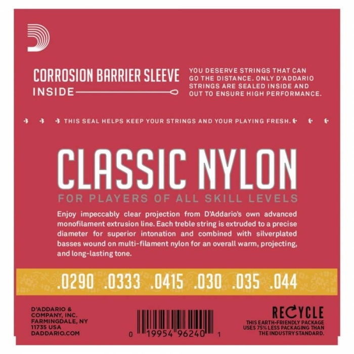 DAddario EJ27N 3/4 Classics Serisi Klasik Gitar Tel Seti (3/4 Ölçek - Normal Tension - Gümüş Sarım)