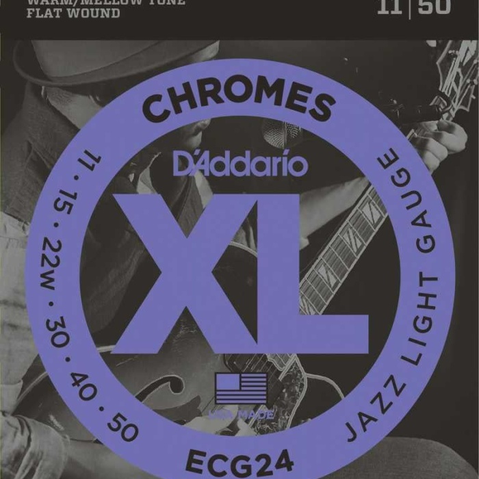 DAddario ECG24 XL Chromes Flatwound Serisi Elektro Gitar Tel Seti (Jazz Light - 11-50)