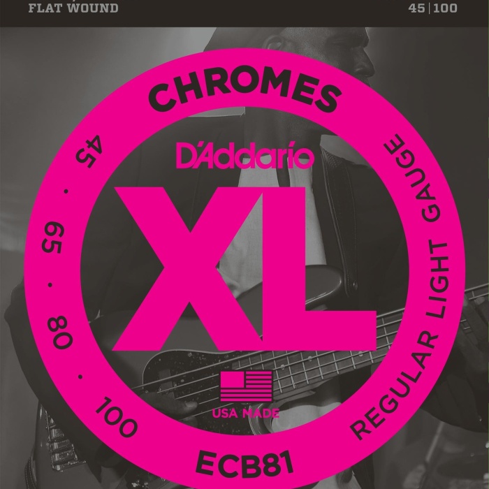DAddario ECB81 XL Chromes Flatwound Serisi Bas Gitar Tel Seti (Regular Light)