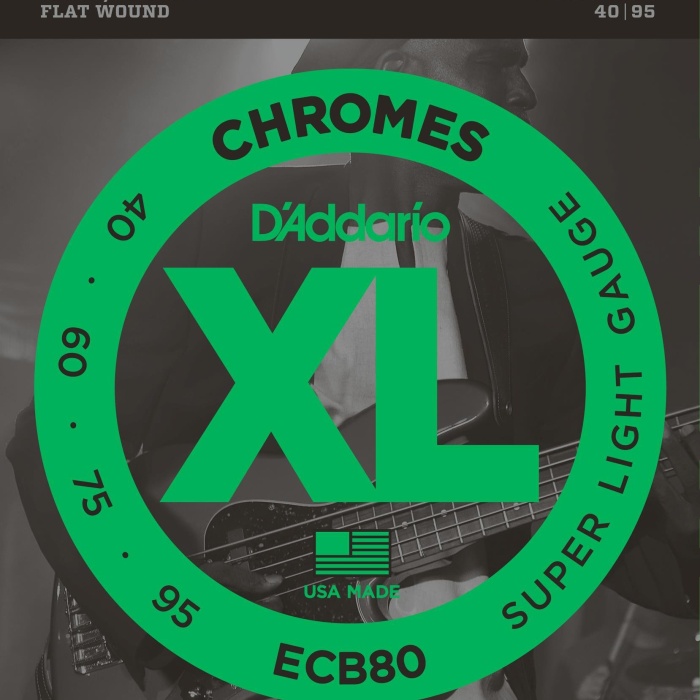DAddario ECB80 XL Chromes Flatwound Serisi Bas Gitar Tel Seti (Super Light)