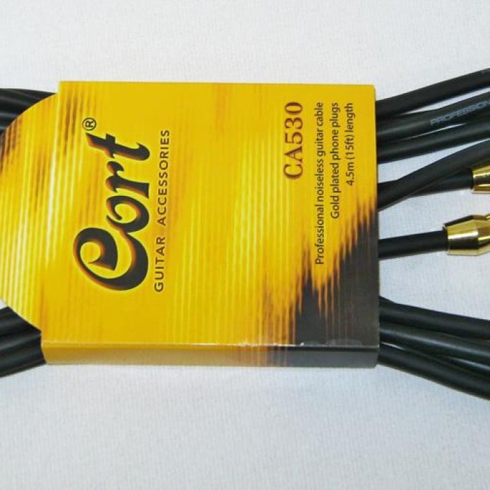 Cort CA530 BK Noisless Enstrüman Kablosu | Gürültüsüz Gitar Kablosu - 4.5m / Siyah