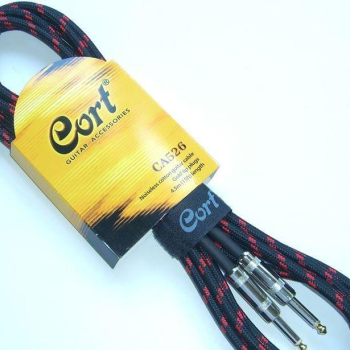 Cort CA526 BK Noisless Enstrüman Kablosu | Gürültüsüz Gitar Kablosu - 5m / Gold Uçlu