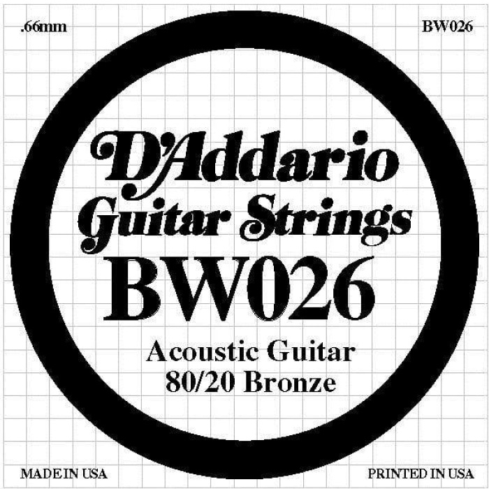 DAddario BW026 Akustik Gitar Tek Tel (G-Sol - 80/20 Bronze)
