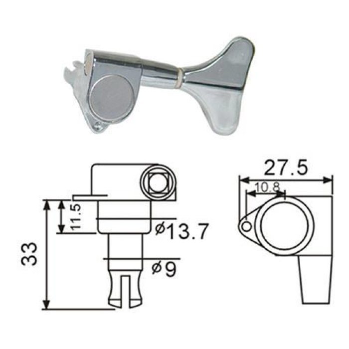 Valencia BMH7105CRR4 Bas Gitar Burgusu Krom (4 Sağ) | Standart Açık Tip - Dayanıklı - Krom