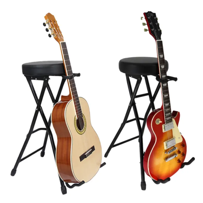 HBK MA81 Standlı Gitar Sehpa ve Taburesi | Müzisyenler İçin Hem Oturma Alanı Hem Gitar Standı Sunan İnovatif ve Konforlu Tasarım