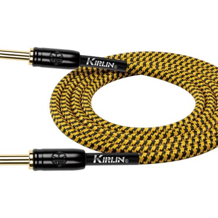Kırlın IW-241BCG-3M-GOB Dokuma Enstrüman Kablosu (3 Metre) | Altın-Siyah Renk Seçeneği ile Retro Görünüm ve Stüdyo Kalitesinde Ses Aktarımı