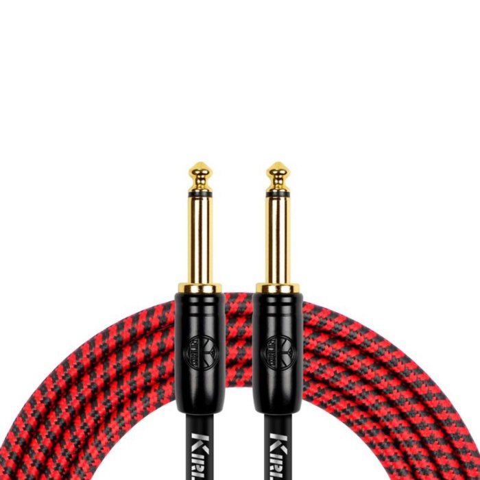 Kırlın IW-241BCG-3M-RDB Dokuma Enstrüman Kablosu (3 Metre) | Kırmızı-Siyah Örgü Kılıf ile Üstün Mekanik Dayanıklılık ve Net Tonlar