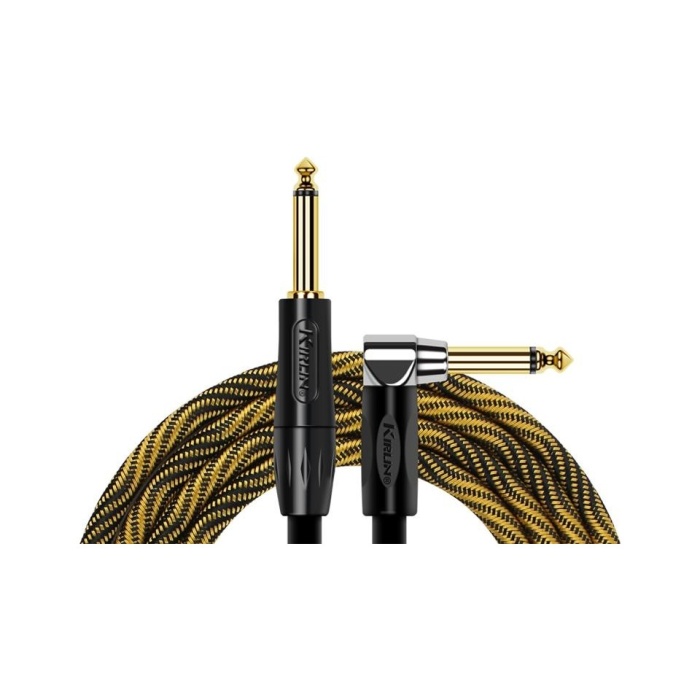 Kırlın IWB-202BFGL-3M-WBO L Uçlu Enstrüman Kablosu (3 Metre) | Beyaz-Turuncu Desenli Tasarım L Tipi Jak ile Güvenli ve Rahat Gitar Bağlantısı