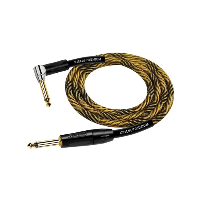 Kırlın IWB-202BFGL-3M-WBO L Uçlu Enstrüman Kablosu (3 Metre) | Beyaz-Turuncu Desenli Tasarım L Tipi Jak ile Güvenli ve Rahat Gitar Bağlantısı