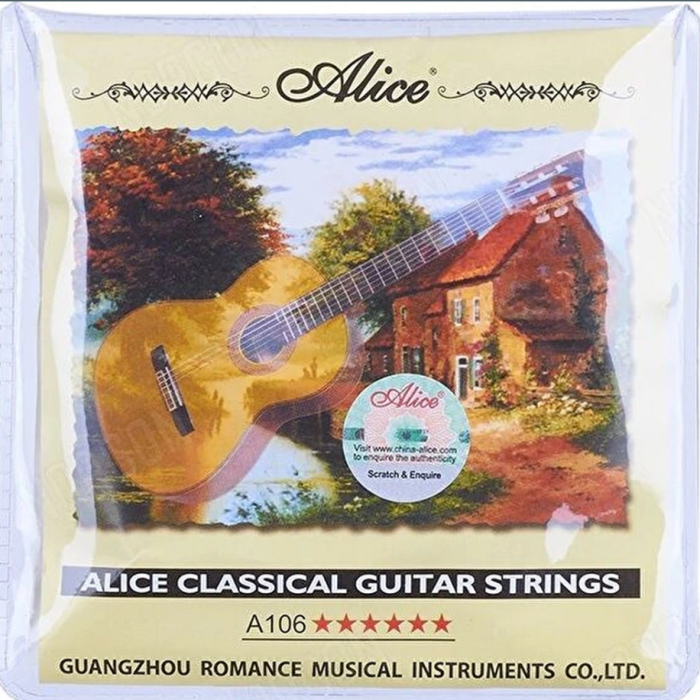 Alice AC106-H Klasik Gitar Teli (Hard Tansiyon) | Yüksek Gerilim ile Güçlü Ses Çıkışı Uzun Ömürlü Akort Kararlılığı ve Berrak Tonlar