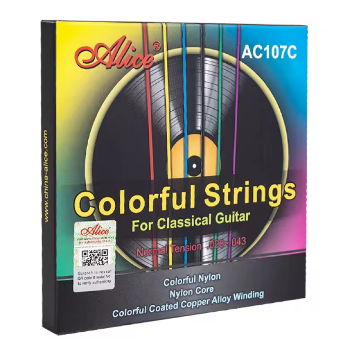 Alice AC107C-N Renkli Klasik Gitar Teli | Eğitim ve Performans İçin Görsel Kolaylık Sağlayan Renkli Tasarım Çocuklar İçin İlgi Çekici ve Eğitici