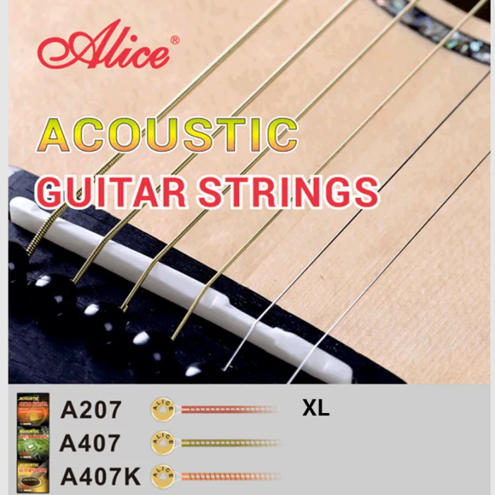 Alice A207-XL Akustik Gitar Teli (10-47 Extra Light) | Yeni Başlayanlar İçin Yumuşak Tansiyon Parmak Yormayan Yapı ve Parlak Tonlar