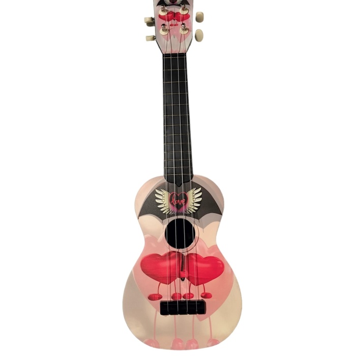 Hawiian XU21LOVE Soprano Ukulele (Sevgi Desenli) | Romantik Kalp Tasarımlı Kapak Kristal Berraklığında Ses Egzotik Ihlamur Ağacı Gövde