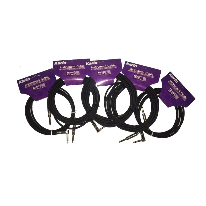 Karin KO 992 6M-BK Bir Ucu Pipo (L) Enstrüman Kablosu (6 Metre) | Dar Alanlar İçin Köşeli Jak Tasarımı Dayanıklı Dış Kılıf Yüksek Sadakatli Ses