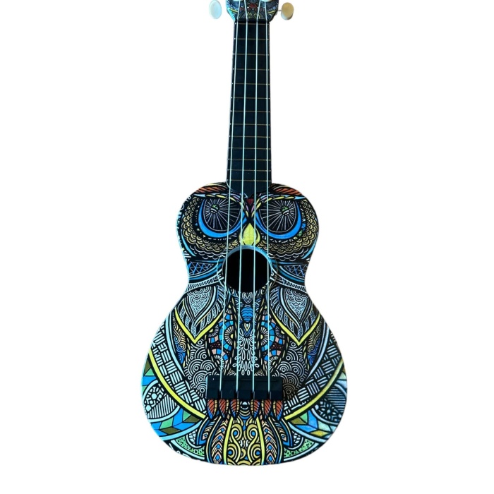 Hawaiian XU21TOWL Soprano Ukulele - Tribal Baykuş (Tasarım Seri - 21 İnç) | Otantik Tribal Baykuş Tasarımı, Güçlü Ses Projeksiyonu, Yumuşak Naylon Teller | Ölçü: 21 İnç / 53 cm (Standart Soprano Boy)