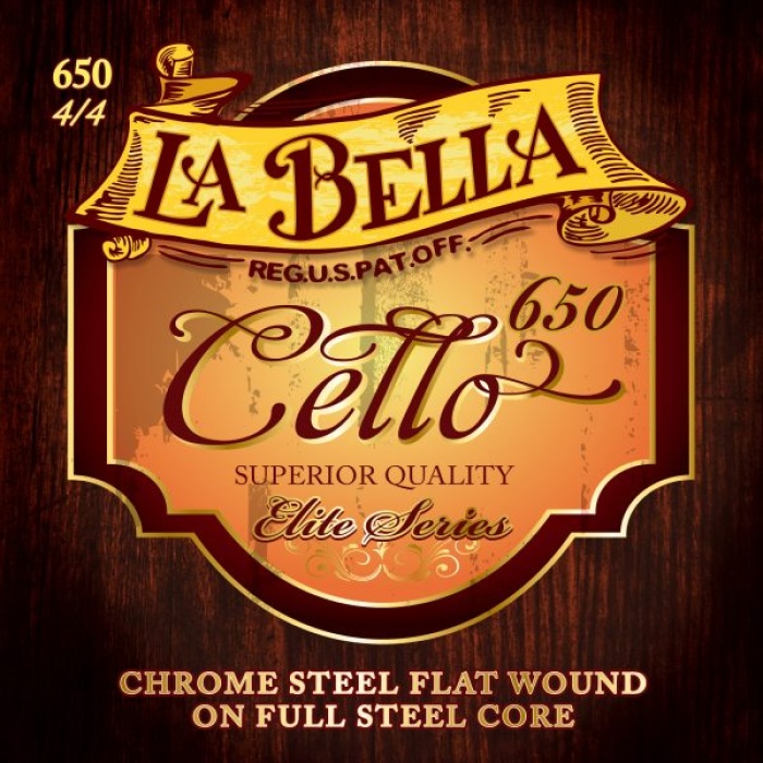La Bella Strings 650 Çello Tel Seti - Orchestra Series (profesyonel - Krom Çelik) | Krom Çelik Sarım, Çelik Çekirdek, Hızlı Yay Tepkisi Ve Güçlü Ses Projeksiyonu | Uyum: 4/4 (tam Boy) Çello