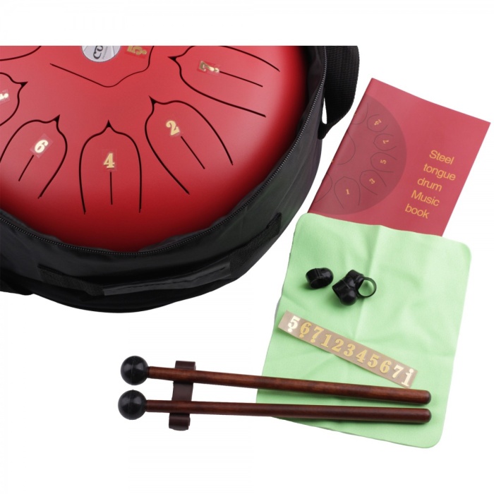 Cox CSTD-RED Steel Tongue Drum (Kırmızı) | Çelik Dil Davulu Rahatlatıcı Tonlar Tokmak Dahil