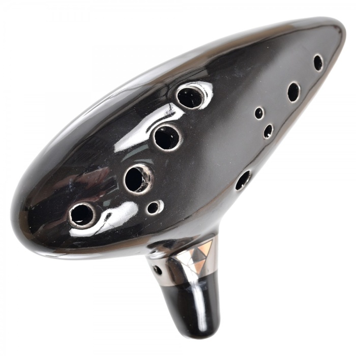 Cox OKARINA-BLACK Seramik Okarina (12 Delikli) | Zelda Efsanesi Stili Profesyonel Üflemeli Çalgı