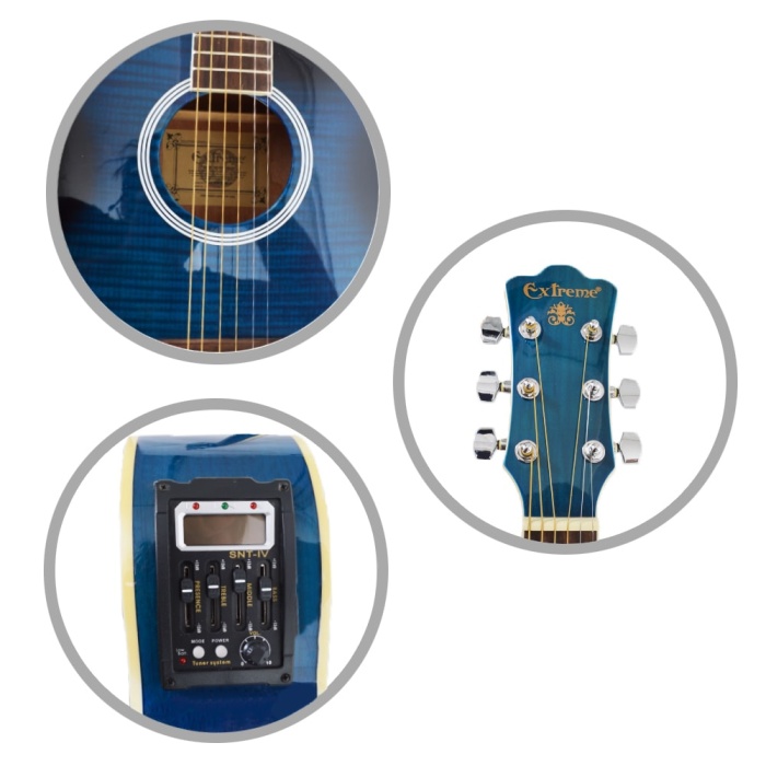 Extreme XAC45EQ4BLS Sahne Gitarı (Mavi) | Aktif Ekolayzer Kesik Kasa