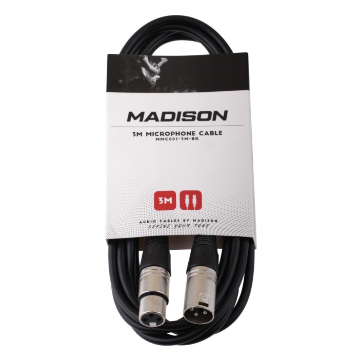 Madison MMC001-3M-BK Mikrofon Kablosu (3m Siyah) | Standart Stüdyo ve Sahne Bağlantısı