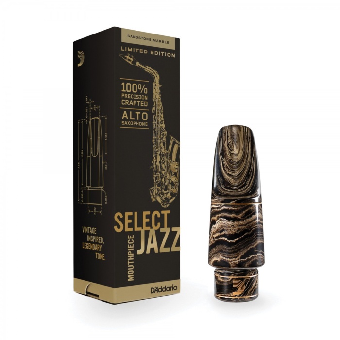 DAddario Woodwinds MJS-D6M-MB Select Jazz Alto Saksafon Beki (D6M Marble) | Ebonit Mermer Desen Vintage Caz Sesi