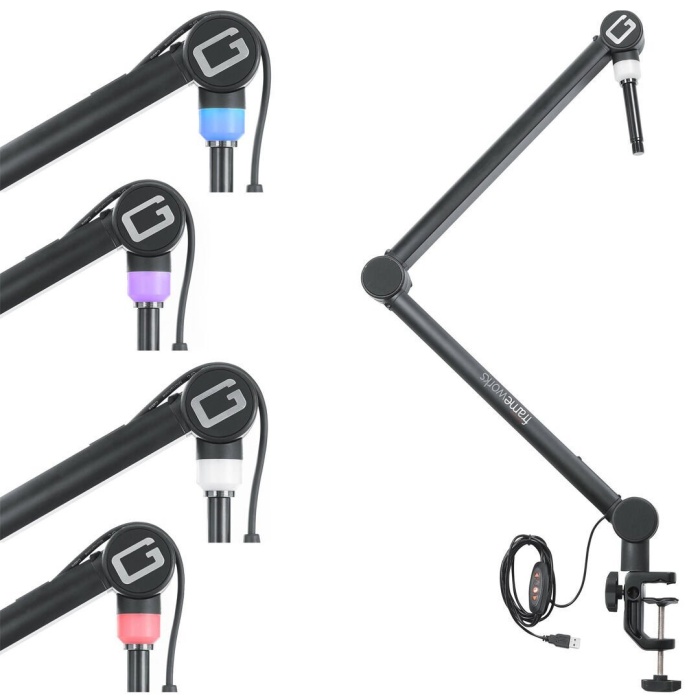 Gator Frameworks 07 0004 Professional Broadcast Boom Mic Stand W/ Led Light | LED Işıklı Yayıncı Mikrofon Kolu