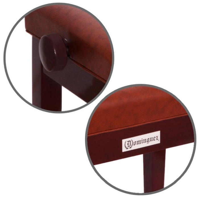 Dominguez DPB125-MN Ayarlı Piyano Taburesi (Maun) | Yükseklik Ayarlı Mekanizma Kapitoneli Döşeme