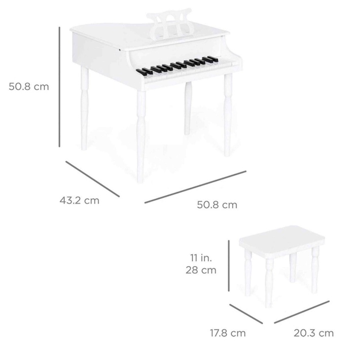 Manuel Raymond BP30RD Ahşap Çocuk Pianosu (Kırmızı) | Dekoratif ve Eğitici Tabureli