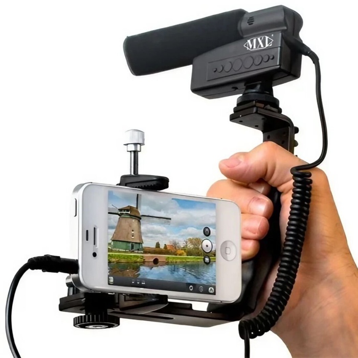 MXL Microphones 01 0102 MM-VE001 MXL Vlog Kiti MXL FR-310 Kamera Mikrofonu ve Stantı | Akıllı Telefon Tutucu ve Mikrofon Mobil Medya Videografer Kit