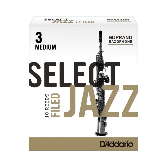 DAddario RSF10SSX3M Select Jazz Unfiled Soprano Saksafon Kamışı No: 3 Medium (Profesyonel/Caz) - 10lu Paket | Dengeli, Gür Ses ve Kararlı Üfleme Tepkisi
