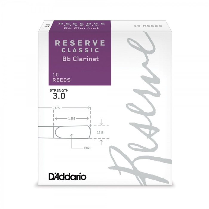 DAddario DCT1030 Reserve Classic Bb Klarnet Kamışı No: 3.0 (Profesyonel) - 10lu Paket | Senfonik Müzik İçin İdeal ve Kararlı Ses Üretimi