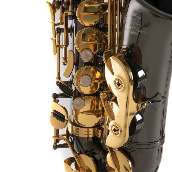 Roy Benson As-202k Alto Saksafon - Siyah (profesyonel - Modern Seri) | Siyah Nikel Kaplama, Altın Lak Tuş Takımı, Zengin Ve Güçlü Ses Projeksiyonu | Ölçüler: Eb (mi Bemol) Standart Boy