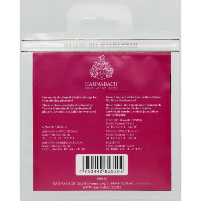Hannabach 230MT Soprano Ukulele Teli (Hawaii Tuning) | Geleneksel Akort Parlak Naylon