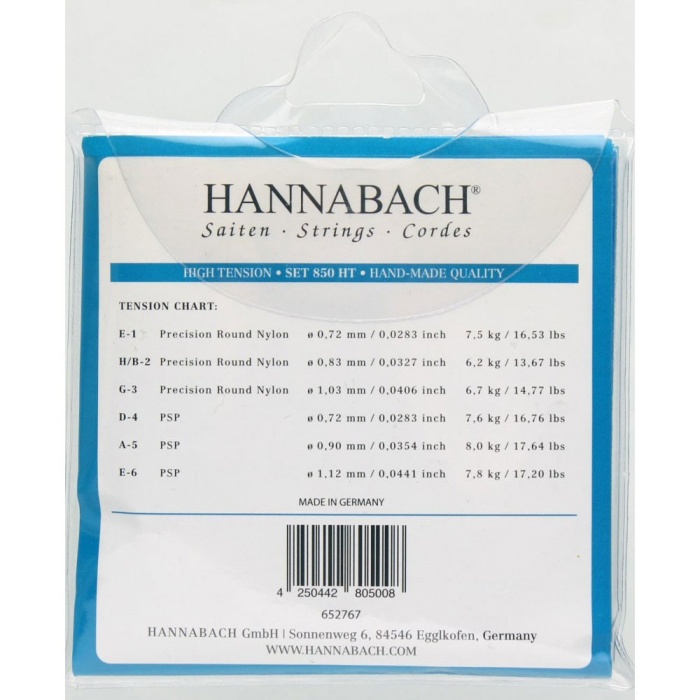 Hannabach 850HT Klasik Gitar Teli (High Tension) | Solo Performans İçin İdeal